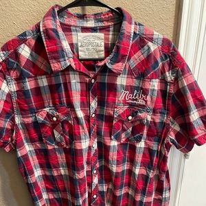 COPY - COPY - Aeropostale Malibu Red/blue/cream plaid shirt